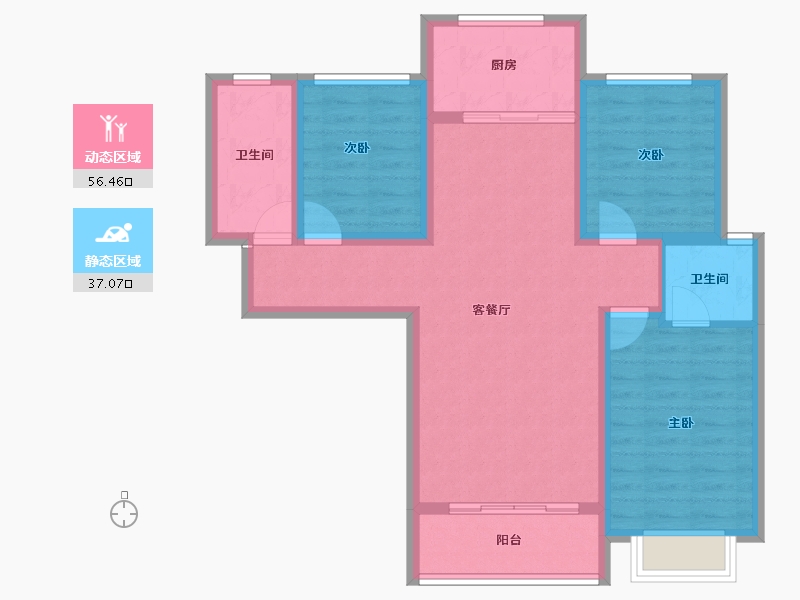 甘肃省-庆阳市-峯樾府-83.18-户型库-动静分区