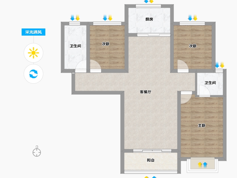 甘肃省-庆阳市-峯樾府-83.18-户型库-采光通风