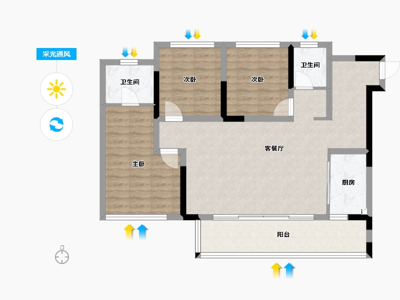 四川省-宜宾市-鲁能雲璟-91.00-户型库-采光通风