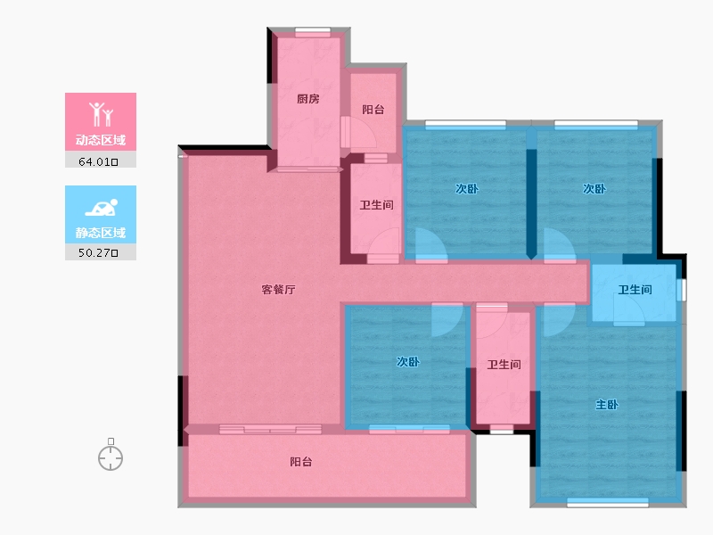 四川省-内江市-隆城锦翠三期博苑-101.31-户型库-动静分区