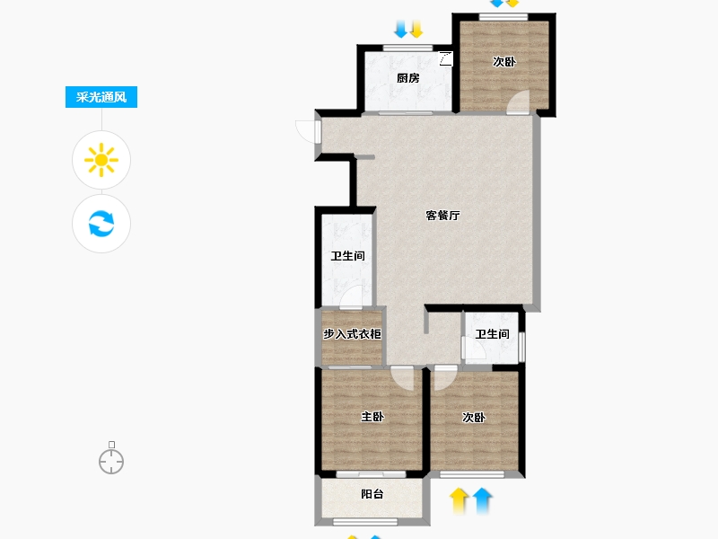 陕西省-咸阳市-领航尚宸-100.69-户型库-采光通风