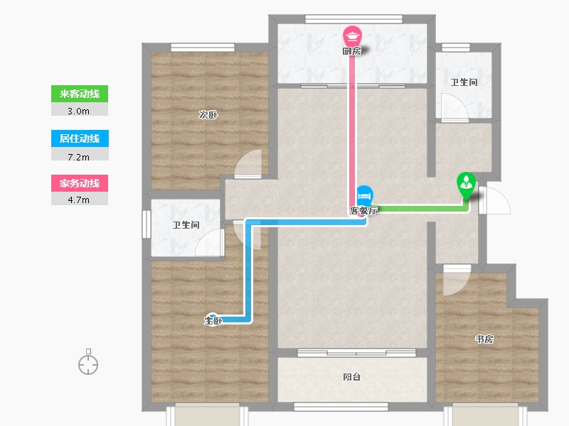 陕西省-咸阳市-冠宇华府-96.75-户型库-动静线