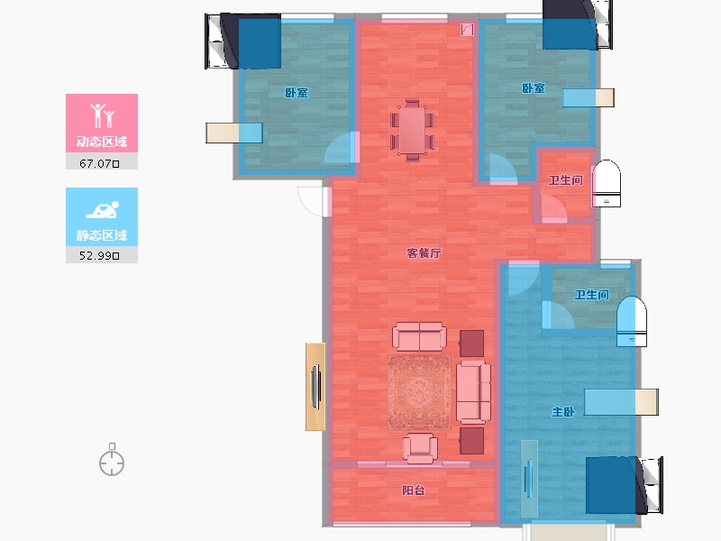 甘肃省-庆阳市-澳恺华府-107.07-户型库-动静分区