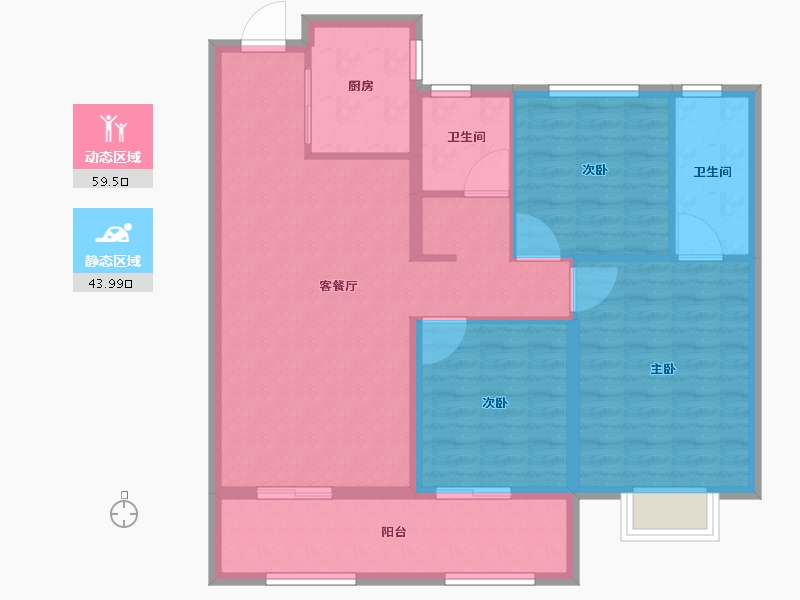 河南省-驻马店市-金茂森林湾6期-93.29-户型库-动静分区