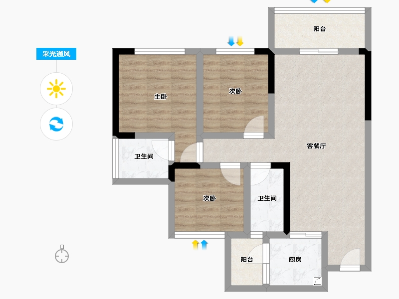 四川省-宜宾市-​远达都市峰景-71.79-户型库-采光通风