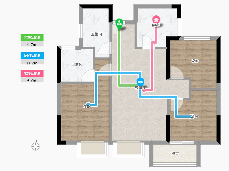 福建省-龙岩市-璞玉滨江-71.20-户型库-动静线