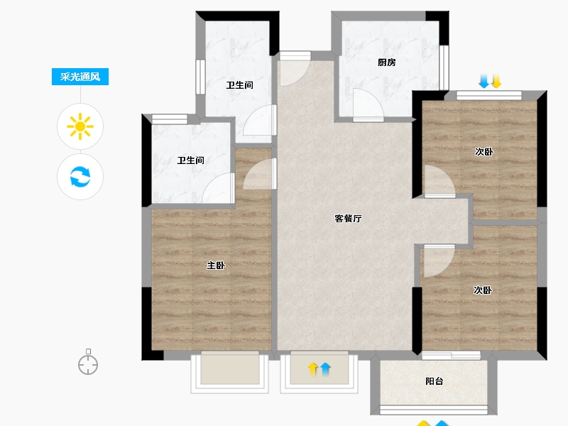 福建省-龙岩市-璞玉滨江-71.20-户型库-采光通风