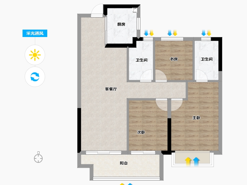 江西省-宜春市-东投华章新力和园-81.71-户型库-采光通风