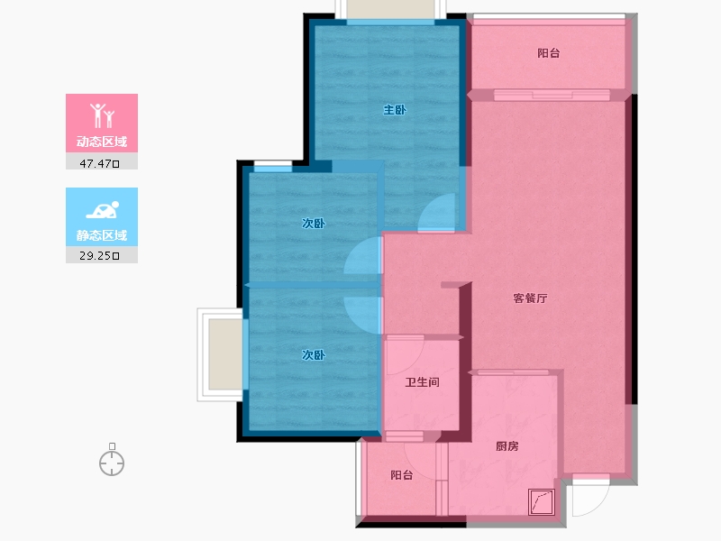 四川省-眉山市-恒大金碧天下-67.77-户型库-动静分区