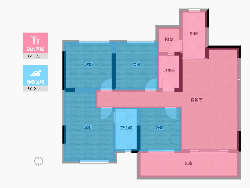 四川省-内江市-隆城锦翠三期博苑-97.95-户型库-动静分区