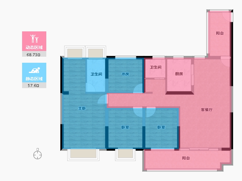 江苏省-盐城市-阜宁碧桂园双玺-112.01-户型库-动静分区