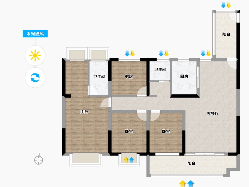 江苏省-盐城市-阜宁碧桂园双玺-112.01-户型库-采光通风