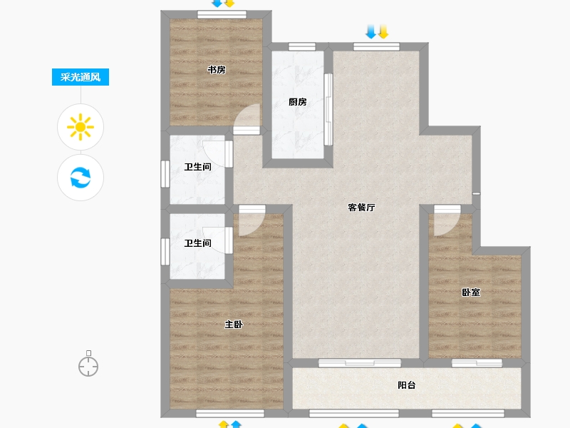 山东省-淄博市-熙悦-92.50-户型库-采光通风