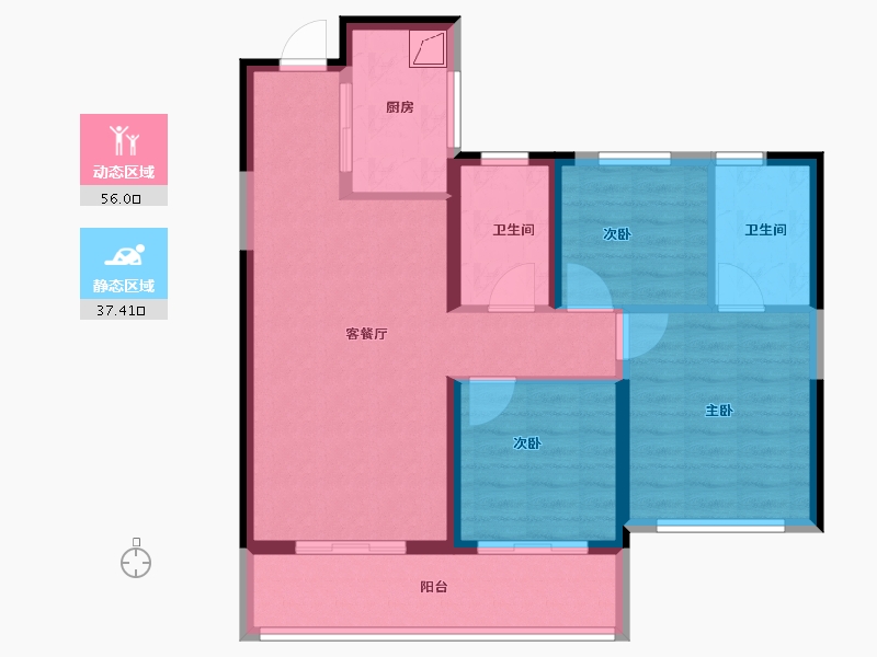 陕西省-咸阳市-领航尚宸-83.20-户型库-动静分区