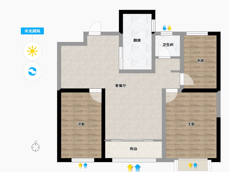 甘肃省-庆阳市-​翡翠学府城-79.91-户型库-采光通风