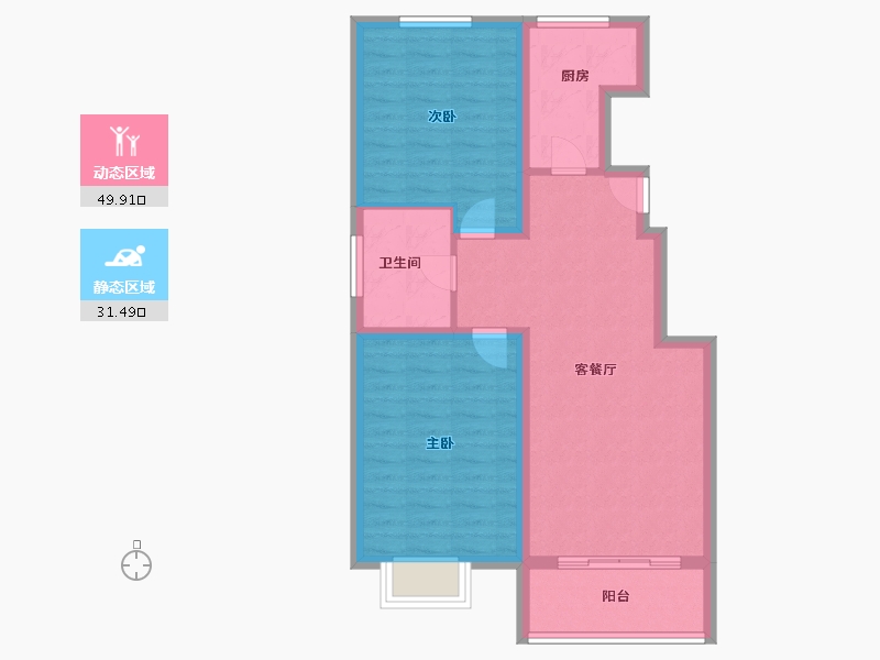 辽宁省-葫芦岛市-龙富九鲤-72.80-户型库-动静分区