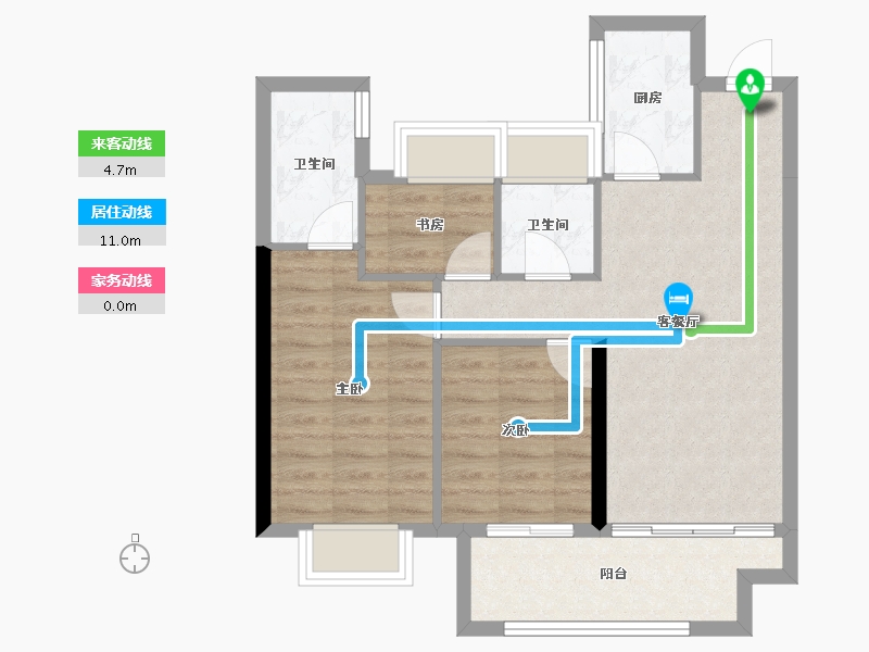 福建省-龙岩市-武平福景公园壹号-66.59-户型库-动静线