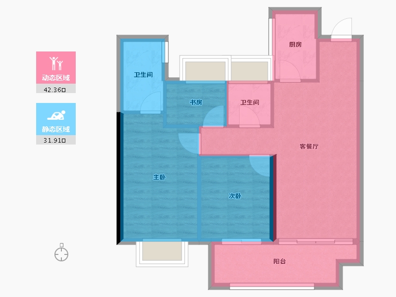 福建省-龙岩市-武平福景公园壹号-66.59-户型库-动静分区