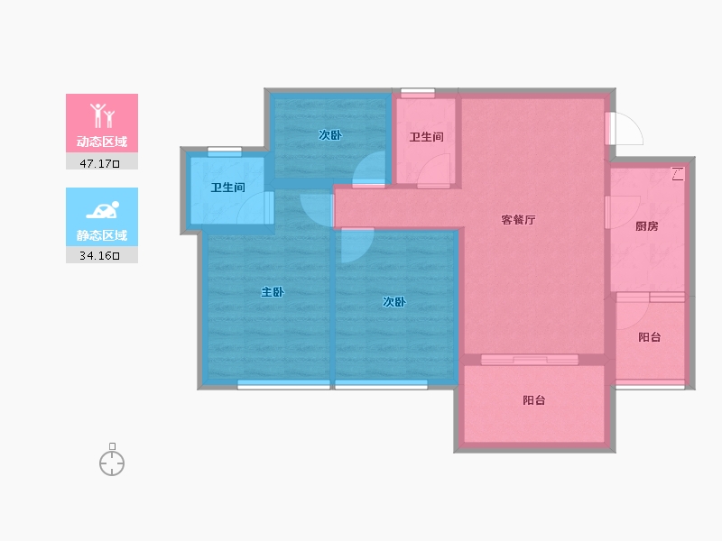 四川省-宜宾市-​鸿通大学府-71.96-户型库-动静分区