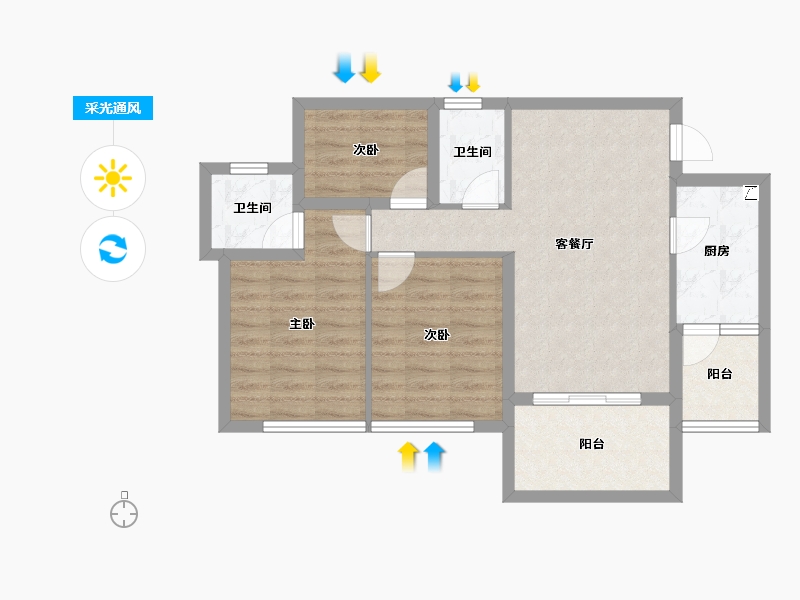 四川省-宜宾市-​鸿通大学府-71.96-户型库-采光通风