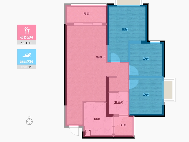 四川省-眉山市-恒大金碧天下-70.88-户型库-动静分区