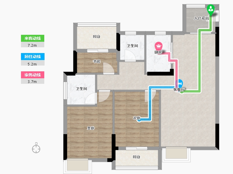 福建省-龙岩市-璞玉滨江-86.40-户型库-动静线