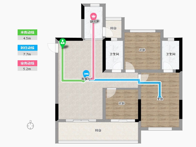 四川省-内江市-隆城锦翠三期博苑-87.31-户型库-动静线