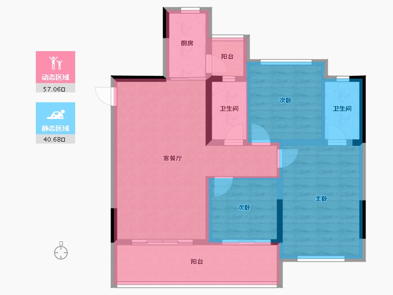 四川省-内江市-隆城锦翠三期博苑-87.31-户型库-动静分区