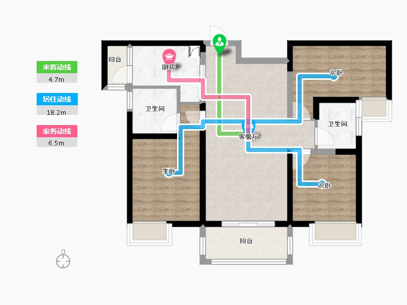 陕西省-咸阳市-伍峰骊园-79.71-户型库-动静线