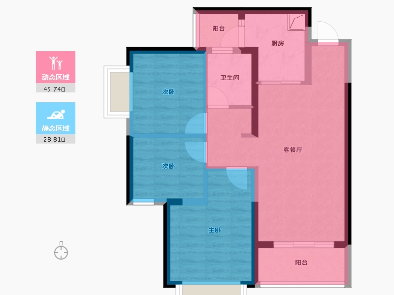 四川省-眉山市-恒大金碧天下-65.54-户型库-动静分区