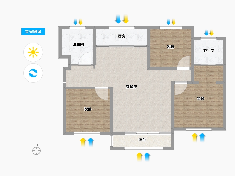 山东省-淄博市-城南壹号-108.81-户型库-采光通风