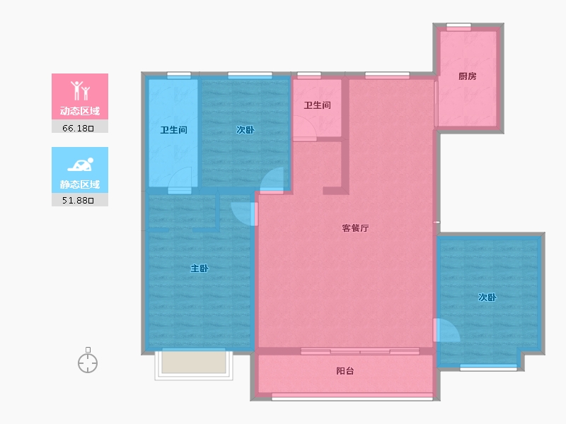 辽宁省-葫芦岛市-龙富九鲤-106.59-户型库-动静分区