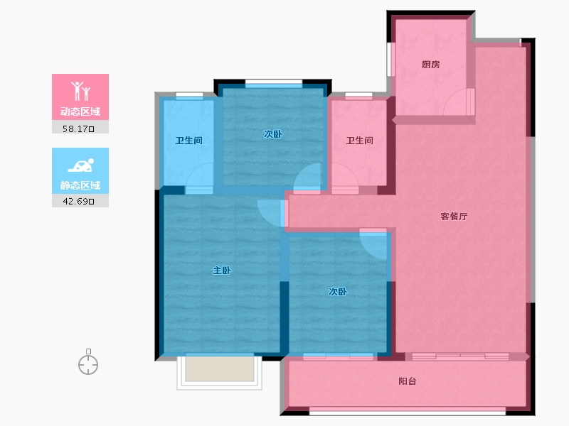 甘肃省-庆阳市-峯樾府-89.46-户型库-动静分区