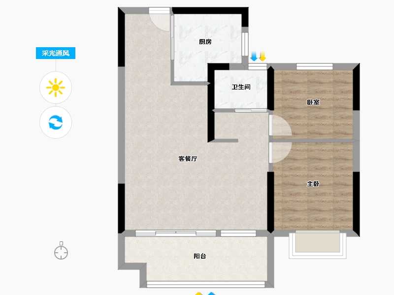 江苏省-盐城市-阜宁碧桂园双玺-68.00-户型库-采光通风