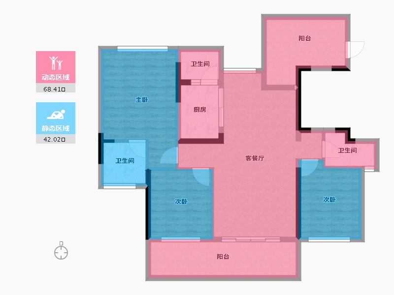 四川省-内江市-隆城观邸二期尚璟-98.32-户型库-动静分区