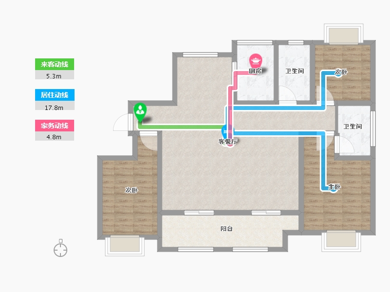 河南省-驻马店市-康桥水郡-108.84-户型库-动静线