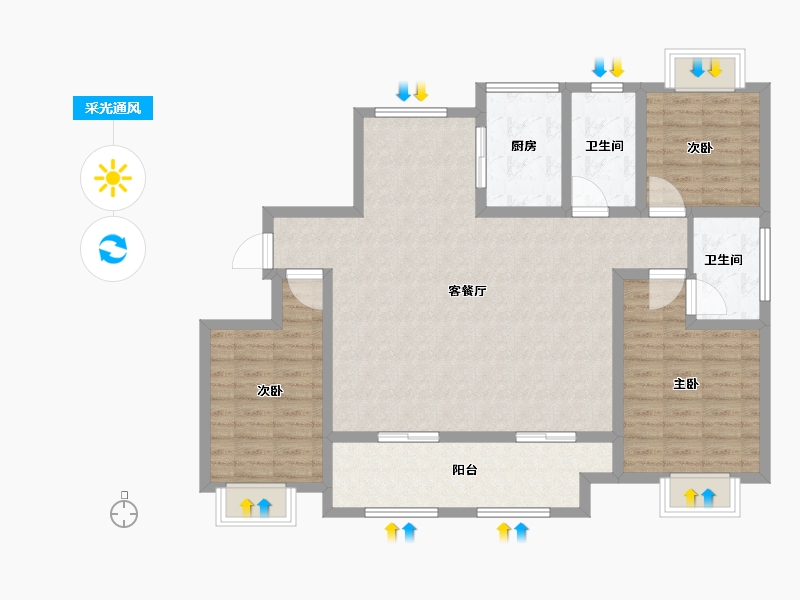 河南省-驻马店市-康桥水郡-108.84-户型库-采光通风