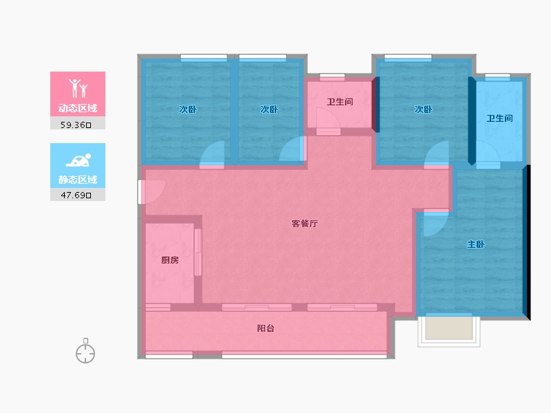 四川省-南充市-优品道曦岸峰景-94.77-户型库-动静分区