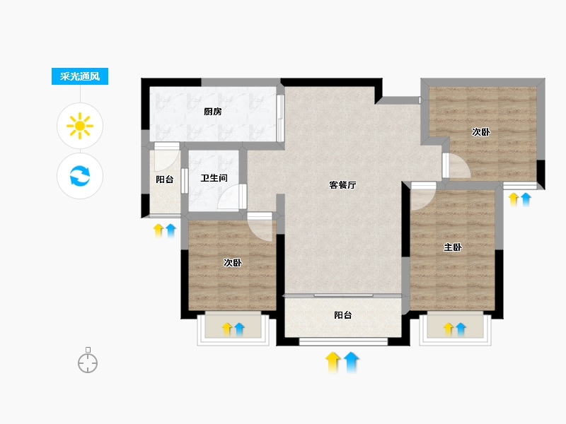 甘肃省-庆阳市-峯樾府-73.93-户型库-采光通风