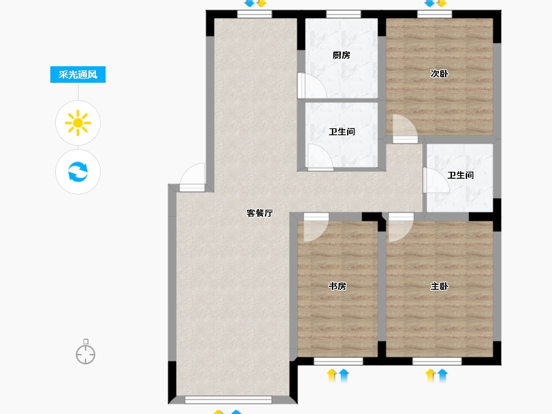 辽宁省-葫芦岛市-金璟家园-96.00-户型库-采光通风