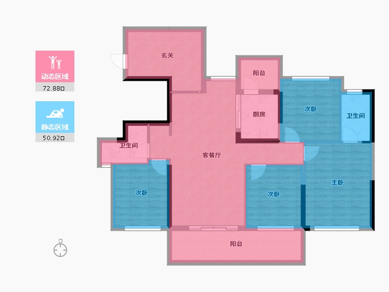 四川省-内江市-隆城观邸二期尚璟-110.62-户型库-动静分区