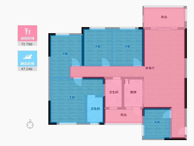 广西壮族自治区-桂林市-彰泰欢乐颂-128.00-户型库-动静分区