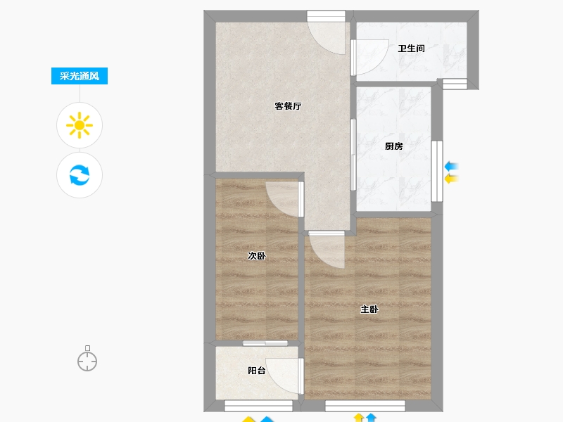 山东省-济南市-梁庄新区-一区-42.55-户型库-采光通风