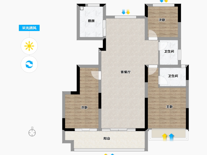 河南省-商丘市-商丘正商凯悦华府-103.30-户型库-采光通风