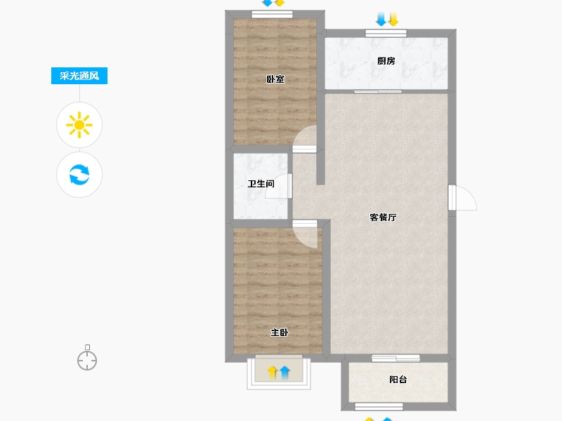 辽宁省-葫芦岛市-中央国际城-68.21-户型库-采光通风