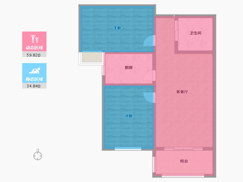 陕西省-咸阳市-秦建东城丽景-85.23-户型库-动静分区