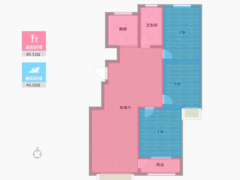 山东省-淄博市-汇鼎麗城-95.36-户型库-动静分区