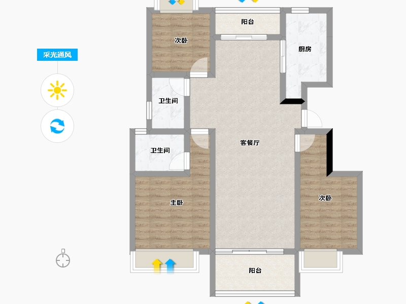 四川省-南充市-敏捷星汇源著-89.70-户型库-采光通风