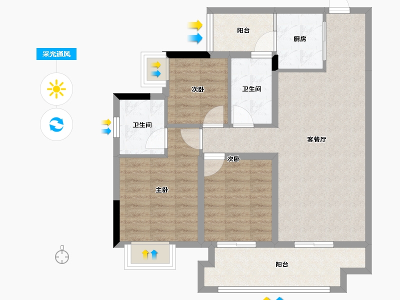 四川省-南充市-敏捷星汇源著-78.20-户型库-采光通风