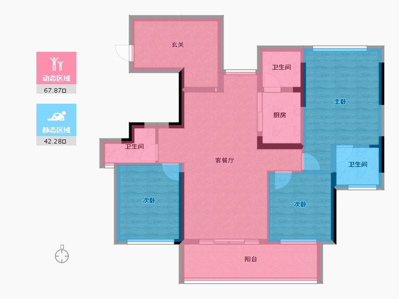 四川省-内江市-隆城观邸二期尚璟-98.09-户型库-动静分区